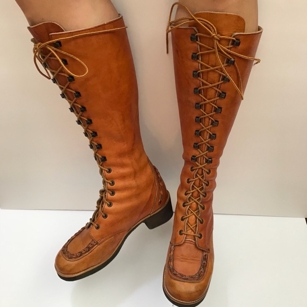 Vintage 1970’s Zodiac Leather Lace Up Boots